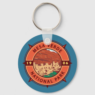 Porte-clés Parc national de Mesa Verde Emblem Retro Compass