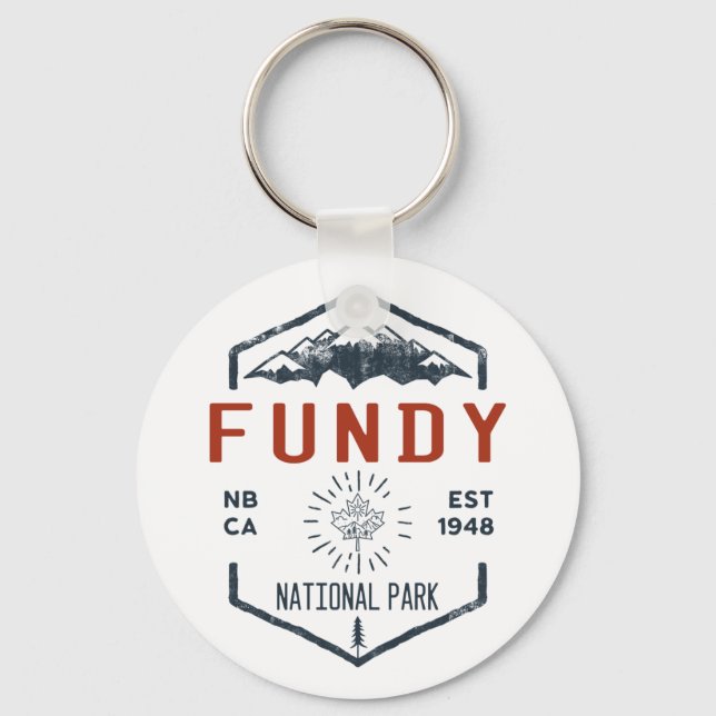 Porte-clés Parc national Fundy Canada Vintage en détresse (Recto)