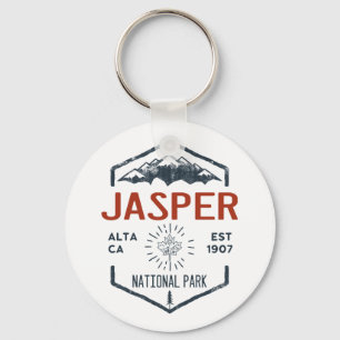 Porte-clés Parc national Jasper Canada Vintage en détresse