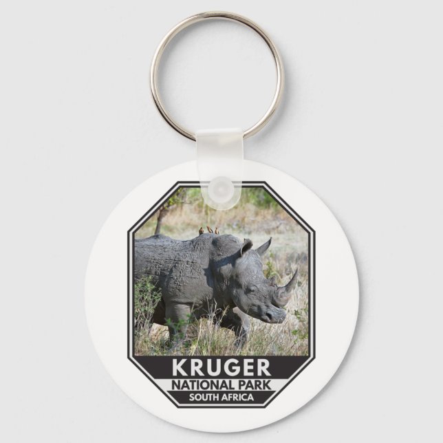 Porte-clés Parc national Kruger Afrique du Sud Rhino Aquarell (Recto)