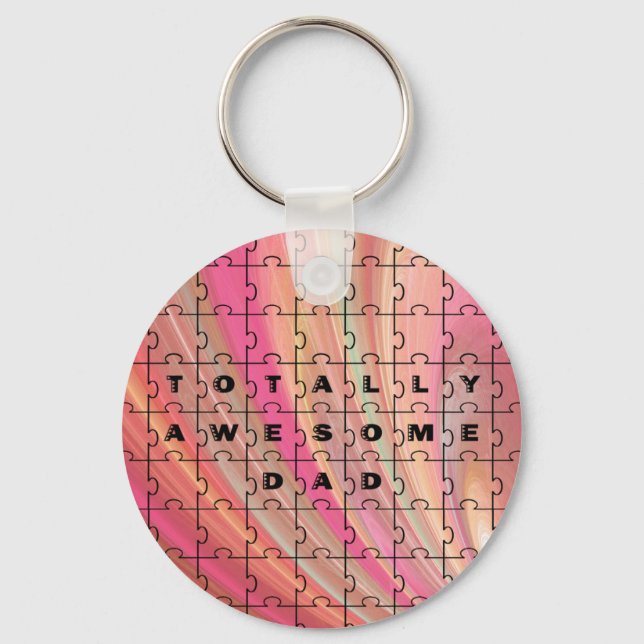 Porte-clés Parfait Papa Puzzle Texte rose/Motif Brown (Recto)