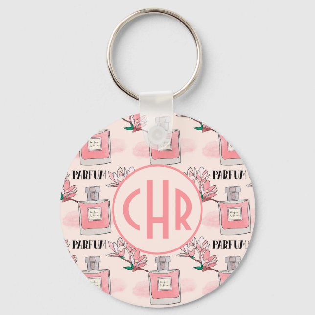 Porte-clés Parfums roses mignons | Parfum | Floral | Monogram (Recto)