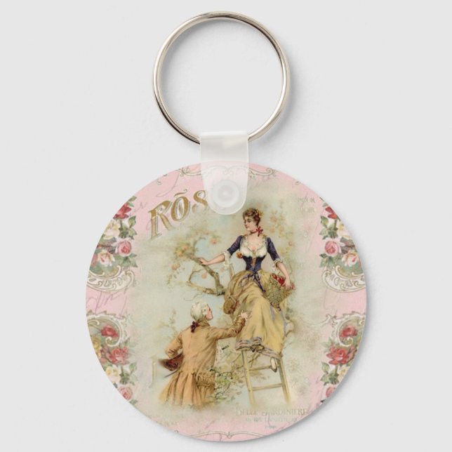 Porte-clés Paris romantique Amateurs rose shabbychic (Recto)
