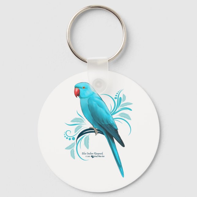 Porte-clés Parrot bleu indien Ringneck (Recto)