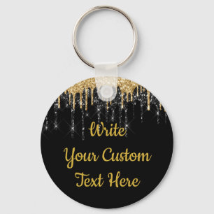 Porte-clés Parties scintillant Black et Gold personnalisée su