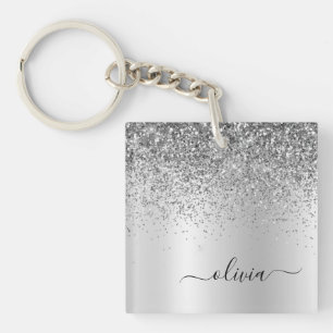 Porte-clés Parties scintillant d'argent étincelle Glam métal 