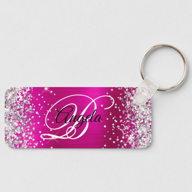 Porte-clés Parties scintillant d'argent Foil rose chaud Fancy (Recto)