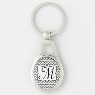 Porte-clés Parties scintillant d'argent moderne Chevron Zig Z