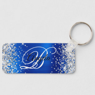Porte-clés Parties scintillant d'argent Royal Blue Foil Fancy