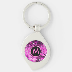 Porte-clés Parties scintillant Disco Rose métallique