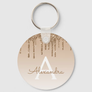 Porte-clés Parties scintillant d'or et étincelle Monogramme d