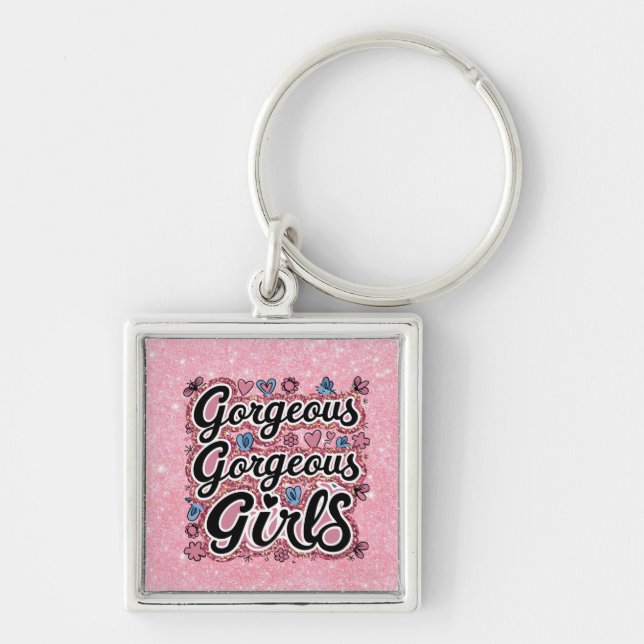 Porte-clés Parties scintillant filles magnifiques doodle (Devant)