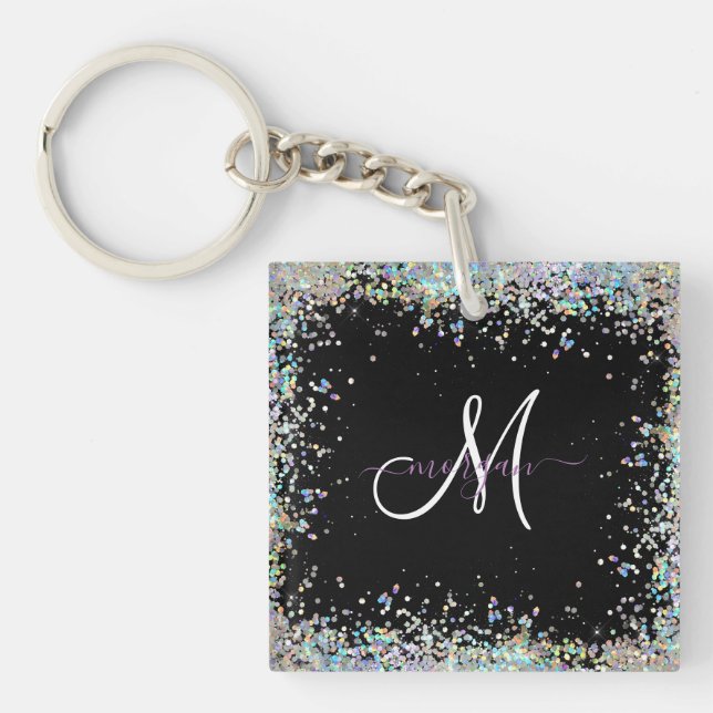 Porte-clés Parties scintillant holographique Rainbow Pastels  (Devant)