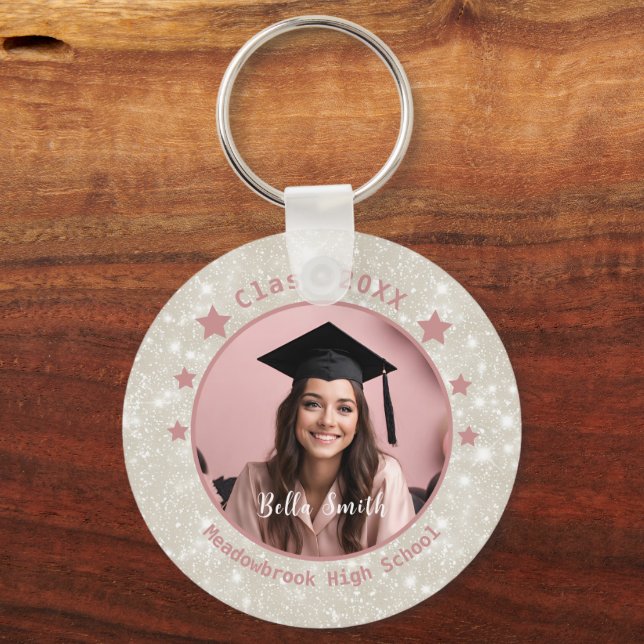 Porte-clés Parties scintillant moderne photo Dusty Pink Gradu (Recto)
