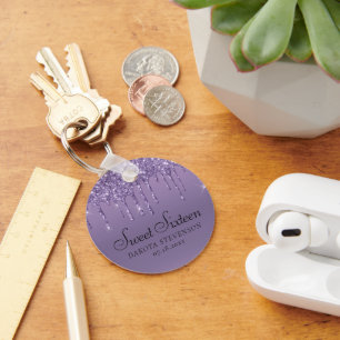 Porte-clés Parties scintillant pourpre de séchage Sweet six