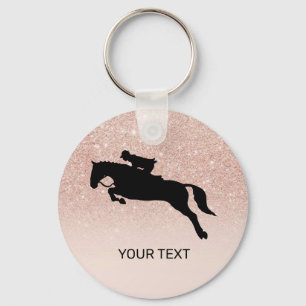 Porte-clés Parties scintillant rose Cheval saut Dressage éque