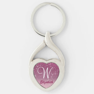 Porte-clés Parties scintillant rose fille personnalisée étinc