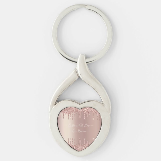 Porte-clés Parties scintillant rose Gold Blush  texte personn (Devant)