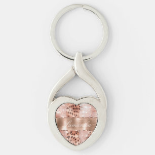 Porte-clés Parties scintillant rose Gold Glam Leopard