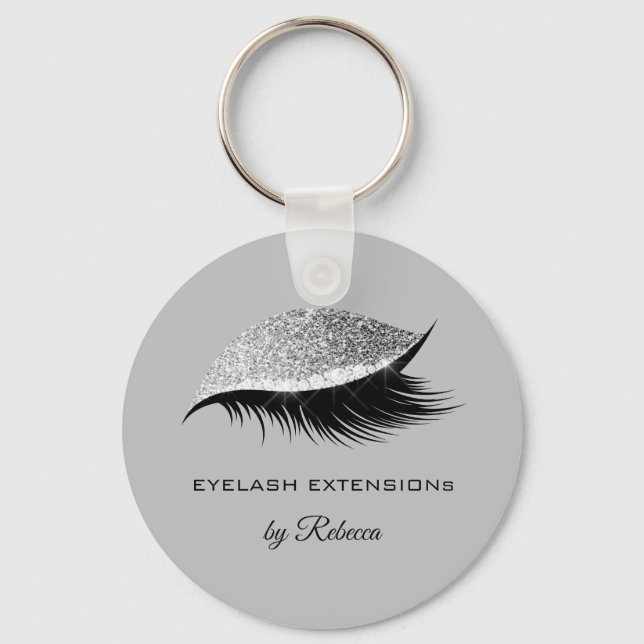 Porte-clés Parties scintillant simple en argent Eyelash beaut (Recto)