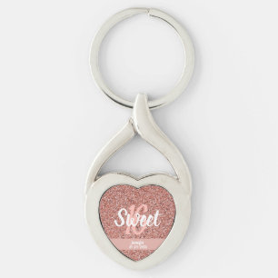 Porte-clés Parties scintillant sucré personnalisé 16 Rose or 
