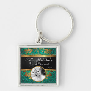 Porte-clés Parties scintillant verte turquoise Sequin Disco G