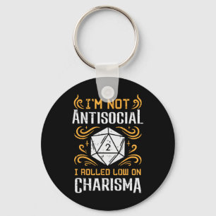 Porte-clés Pas anti-social faible charisme drôle Rpg Gamer Ho