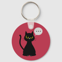 PAS AUJOURD'HUI ! Bague de clé de chat noir drôle