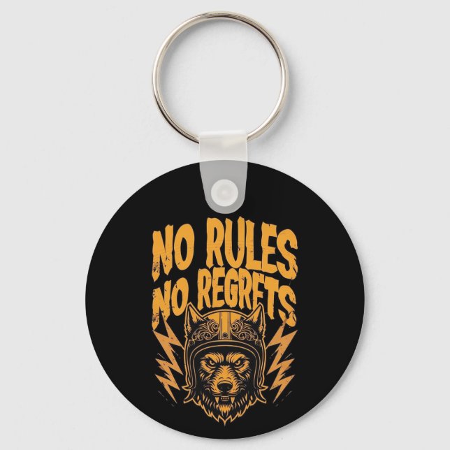 Porte-clés Pas de règlement Pas de Regrets - Wolf Biker Graph (Recto)