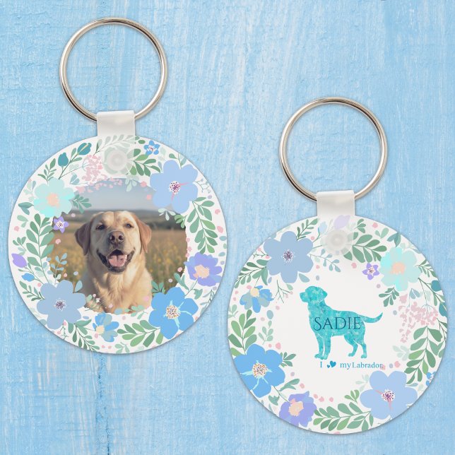 Porte-clés Pastel Blue Labrador Retriever Custom Photo  (Créateur téléchargé)
