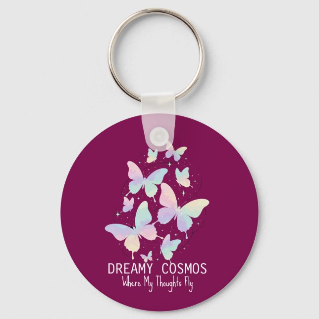 Porte-clés Pastel Galaxy Butterflies Dreamy Aesthetic (Recto)
