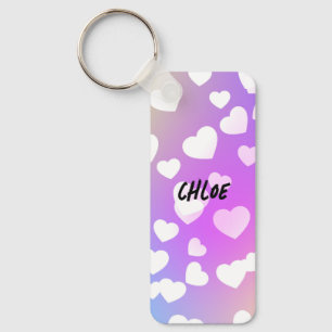 Porte-clés Pastel Hearts Porte - clé personnalisé.
