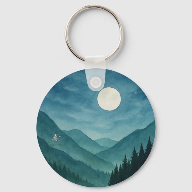 Porte-clés Pastel Moon sur Starry Mountain Night (Recto)