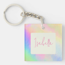 Pastel peint Personnaliser Nom Porte - clé acryliq