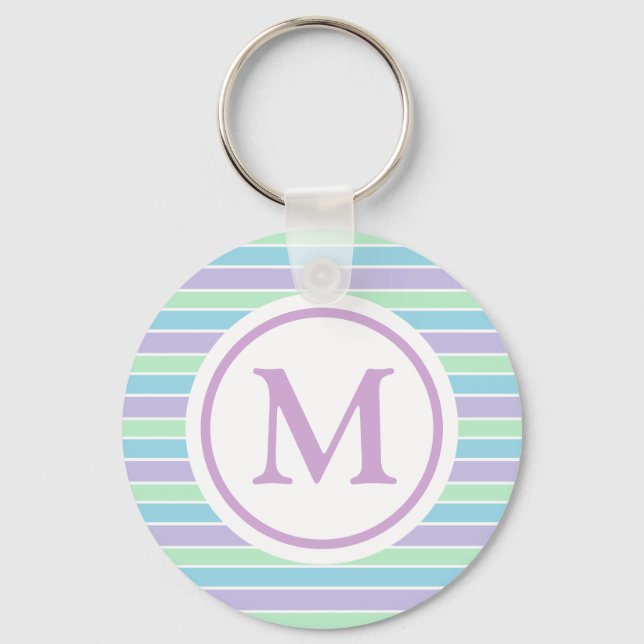 Porte-clés Pastel Purple Bleu Bleu Grandes Vertes Monogrammes (Recto)