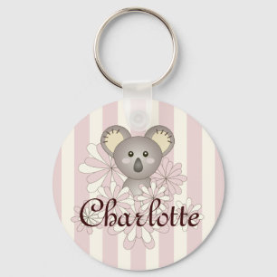 Porte-clés Pastel Rose Stripe Cute Baby Koala Custom