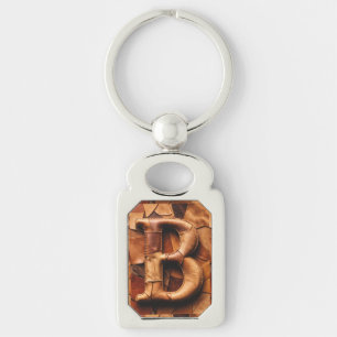 Porte-clés Patchwork de cuir texturé Monogramme « B »