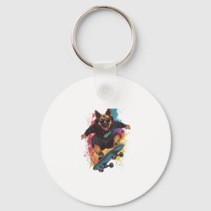 Porte-clés Patineur Berger � Cool Skateboard Chien