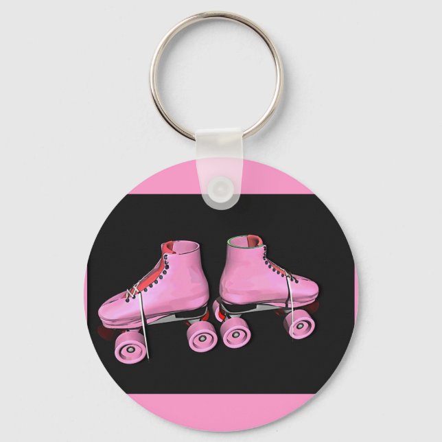 Porte-clés Patins à rouleaux rose (Recto)