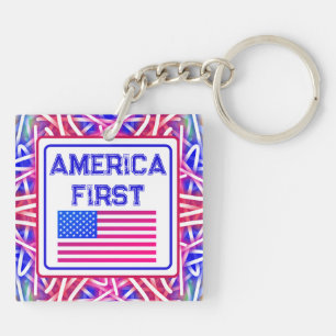 Porte-clés patriotique America First Red Star