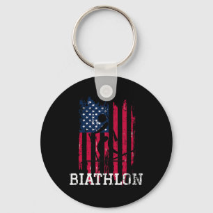 Porte-clés Patriotique Biathlon Athlète Drapeau Usa Ski Shoi