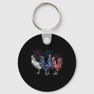 Porte-clés Patriotique rétro Usa poulet Usa Hen 4 juillet Fu