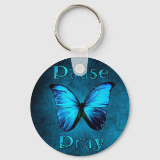 Porte-clés Pause Pray Blue Butterfly