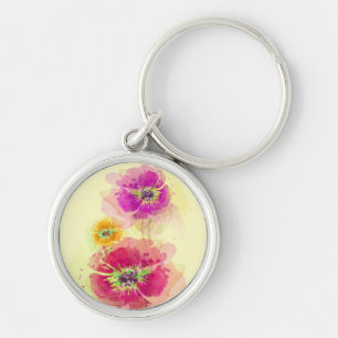 Porte-clés Pavots peints 2 d'aquarelle
