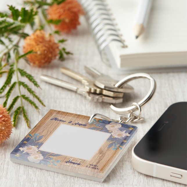 Porte-clés Pays Rustique Floral Marine rose (Devant Droit)