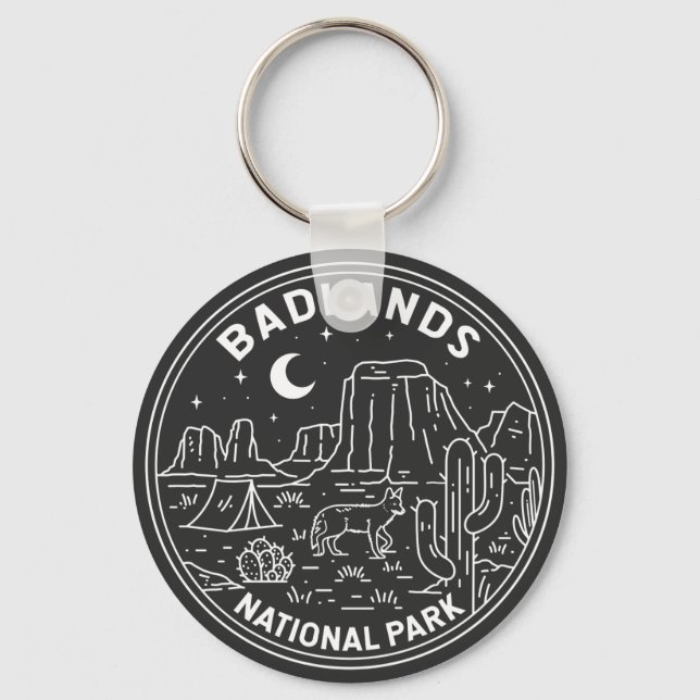 Porte-clés Paysage du parc national des Badlands Monoline (Recto)
