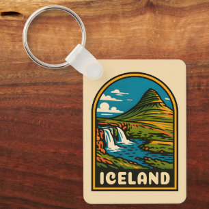 Porte-clés Paysage naturel rétro Vintage voyage Islande