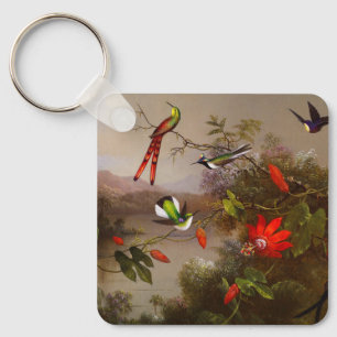 Porte-clés Paysage tropical avec dix colibris