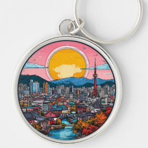 Porte-clés Paysage urbain vibrant de Séoul