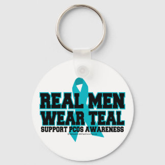 Porte-clés PCOS Les vrais hommes portent Turquoise